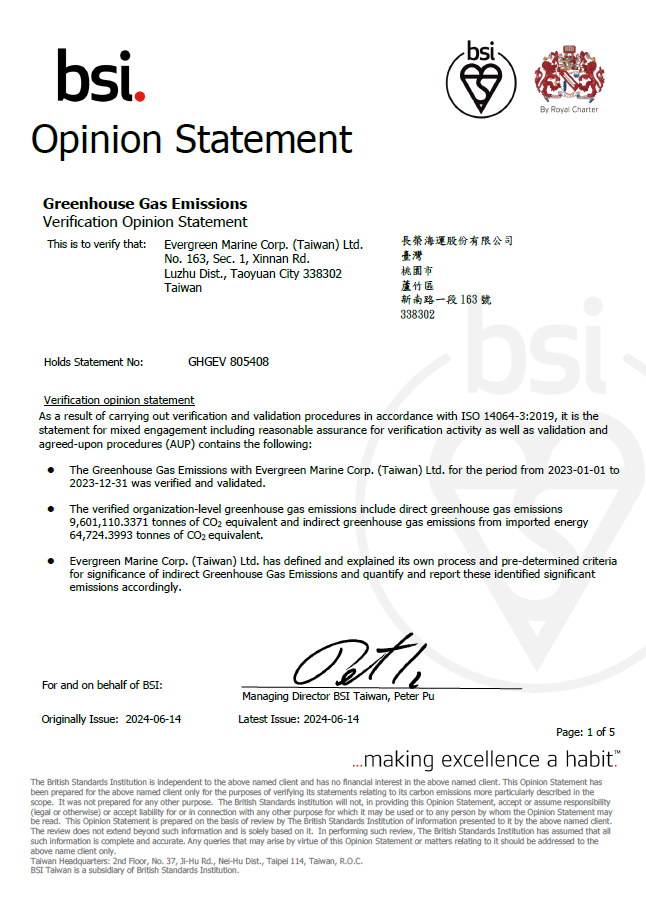 2023 ISO 14064-1 Certificate